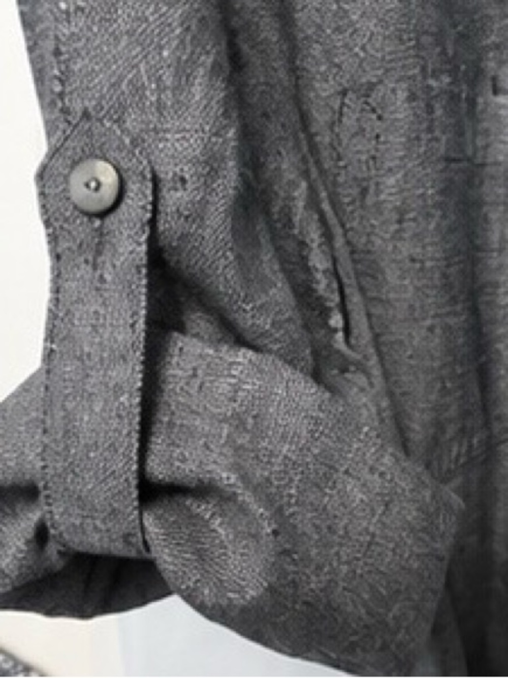 Max Studio Linen Blend Roll-Tab Belted Midi Shirt Dress | Gray | Size Small - Picture 6 of 10